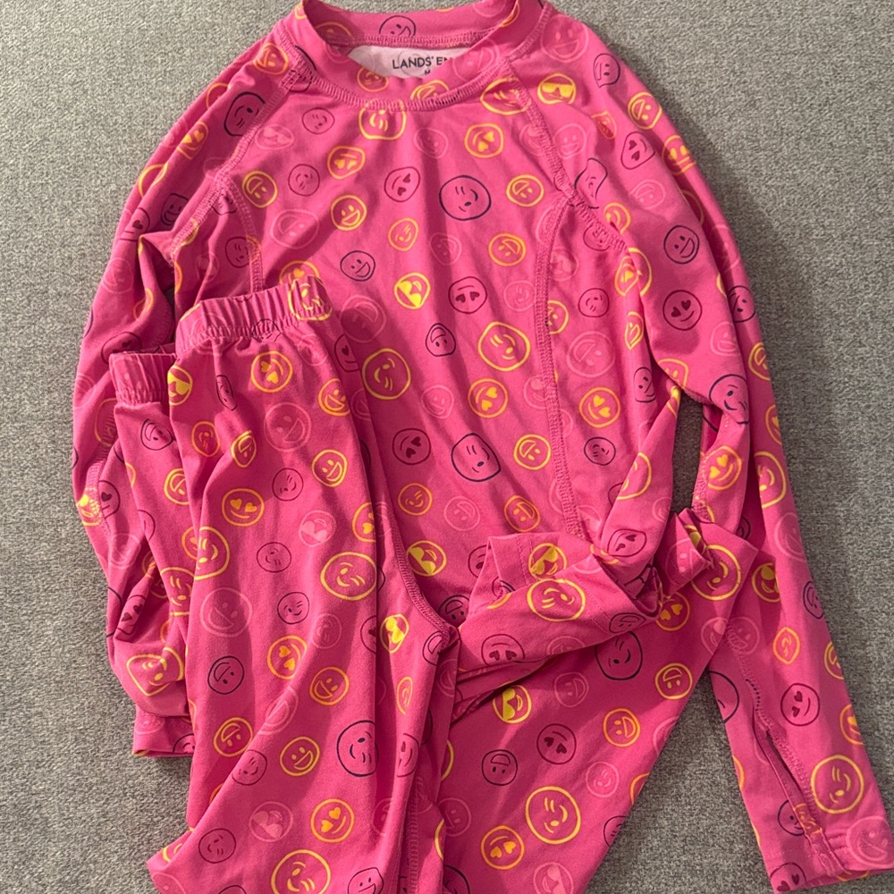 3/$15- Lands' End Pink Smiley Face Pajama Set